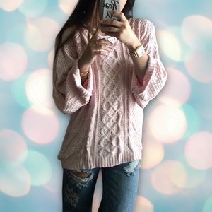 For Love And Lemons Pink Cable Knit Sweater